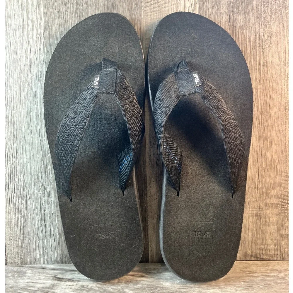 Teva Mens Olowahu Flip Flop Sandals Black Mush Sole 1019050 Size 11